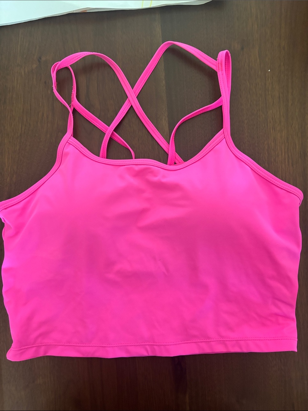 KIAVA Neon Pink Crisscross Back Swim Crop Top